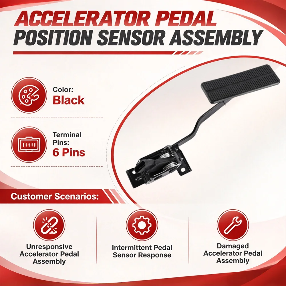 Accelerator Pedal Position Sensor Assembly 6 Pins  For Chevrolet Corvette C6 2005-2013 19417903, 25835421, 15864594