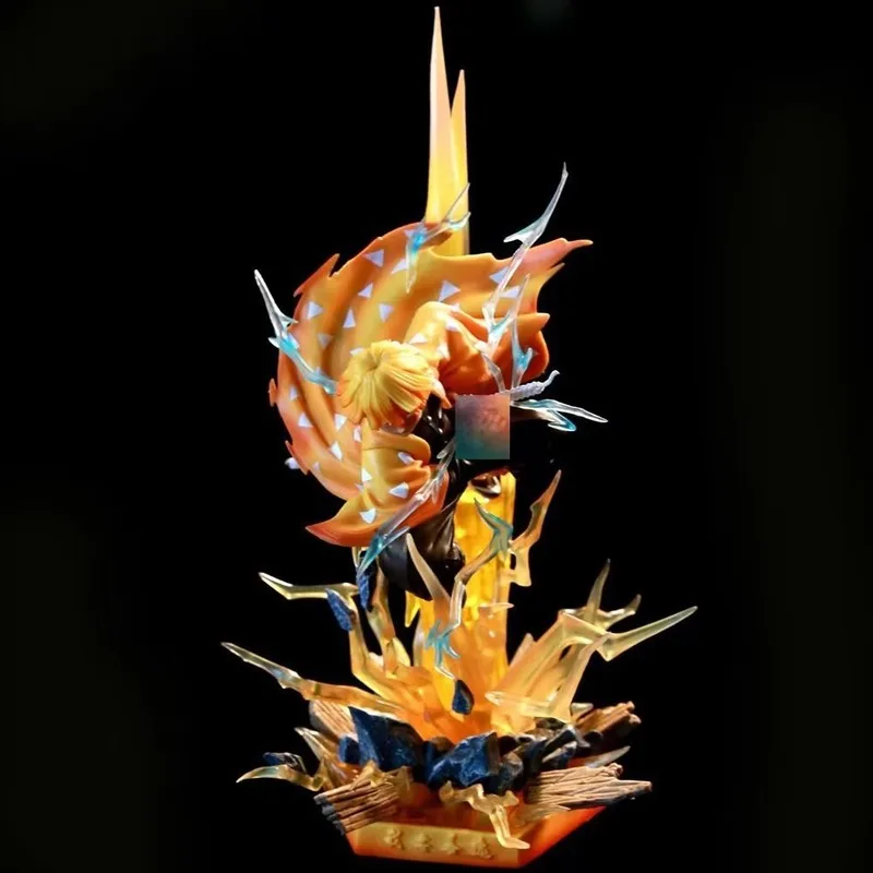 

Demon Slayer Zenitsu Agatsuma Thunderclap and Flash Light Up Model Statue Simple Carved Design Collectible Gift for Fans