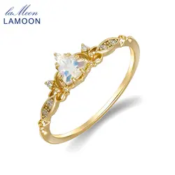 LAMOON Exquisite Bijou Natrual Gemstone Moonstone Ring For Women 925 Sterling Silver Gold Plated Fine Jewelry Accessories Gift