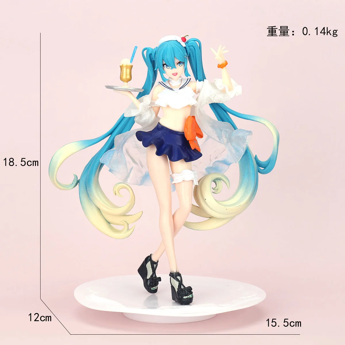 Fairy Tale Wonderland Miku Hatsune Matcha Parfait Anime Girl Statue Desktop Car Decor Wholesale Bulk - view 2