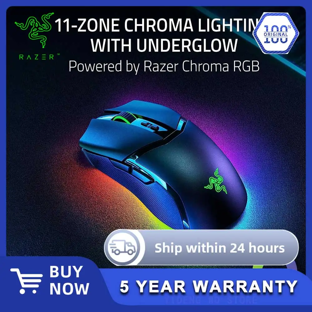 

Razer Cobra Pro HyperSpeed Wireless Gaming Mouse Chroma RGB Lighting 26K Sensor, Gen-4 Switches 2.4GHz, Bluetooth USB C
