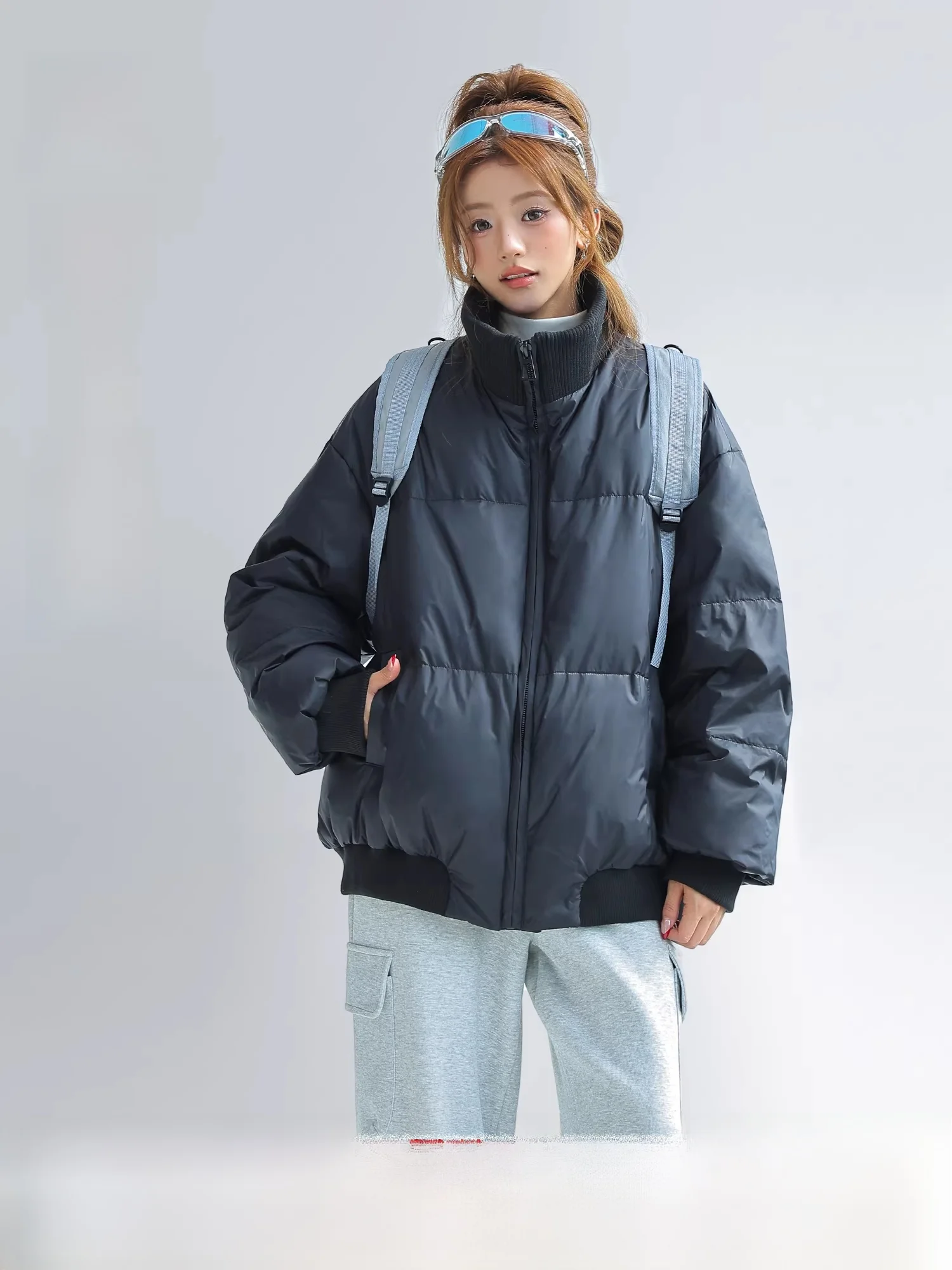 

Lightweight Puffer Jaet Women's Winter Coat Stand Collar 90 White Du down Bread Sle Warm Bouffant Outerwear