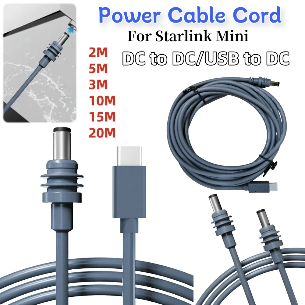 For Starlink Mini USB C To DC Power Cable Cord 100W Type-C To DC Cable Type-C To DC Fast Charging Power Cable for 65W+ PD Source