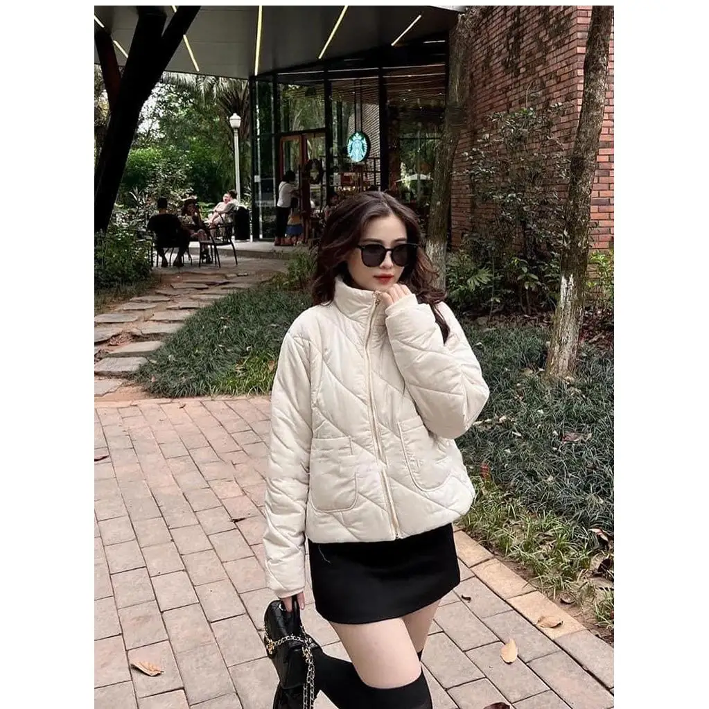 الخريف الشتاء القطن Jaet مبطن طويل Sve الوقوف طوق مستودع العمل ip مخطط الحرارية المرأة الشارع Sle لو... #3