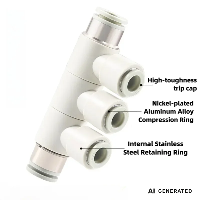 Pneumatic Rotatable Reducing Five-way Six-way Push-in Fitting PHK/PHD8-4/8-6/10-6/10-8