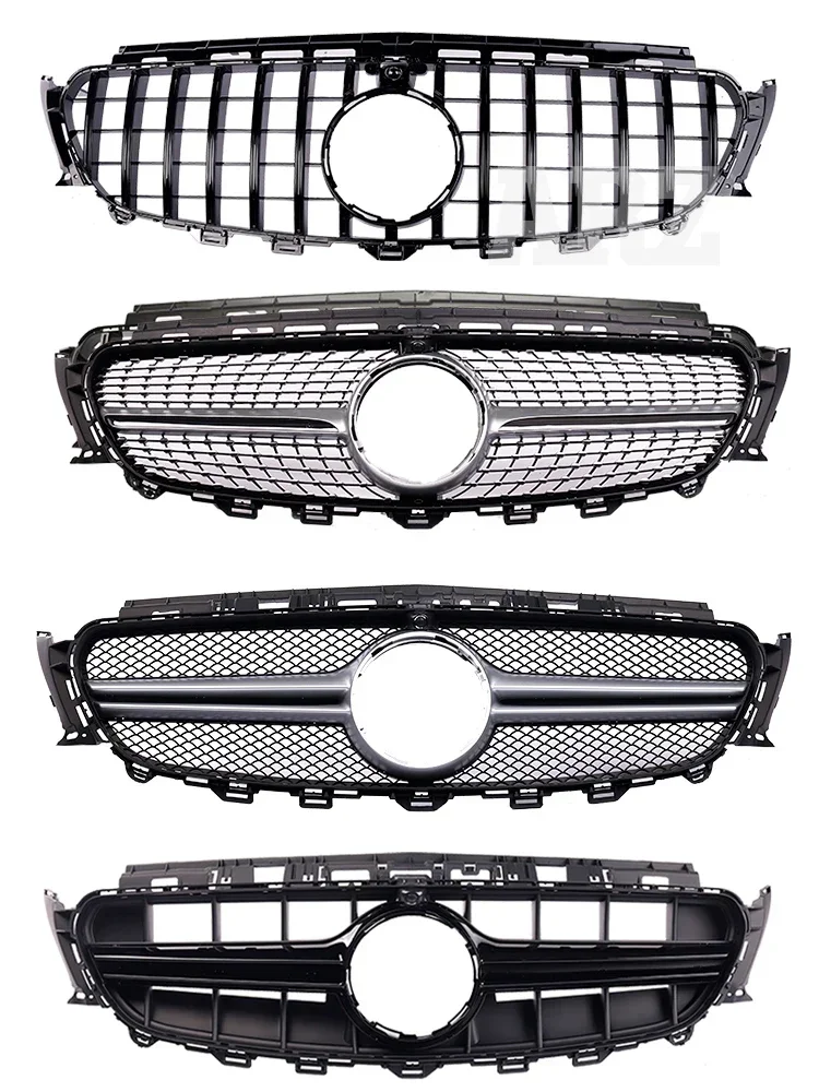 For Mercedes Benz E Class W213 C238 2016-2019 GTR Panamericana Diamond Style Front Grille Pre-facelift AMG Black Silver Chrome