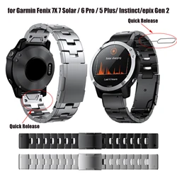 Bracelet de montre en métal titane à ajustement rapide, 22mm, 26mm, bracelet de montre pour Garmin Fenix 7X, 7 Solar, 6X, 6 Pro, 5 Plus, Epix Gen2, Instinct 1/2