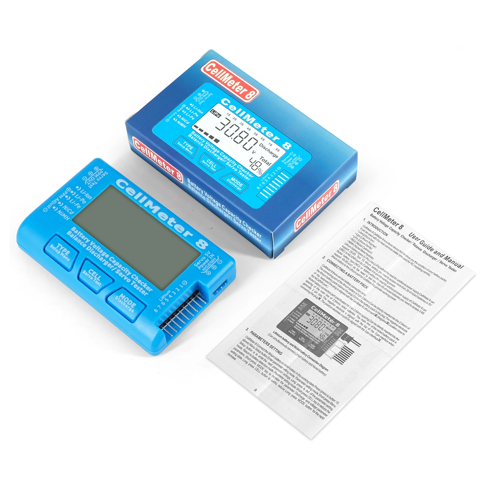 Imagem -06 - Lcd Digital Bateria Capacidade Verificador rc Cellmeter8 19s Medidor de Teste de Tensão Lipo Li-lon Nicd Nimh Li-fe