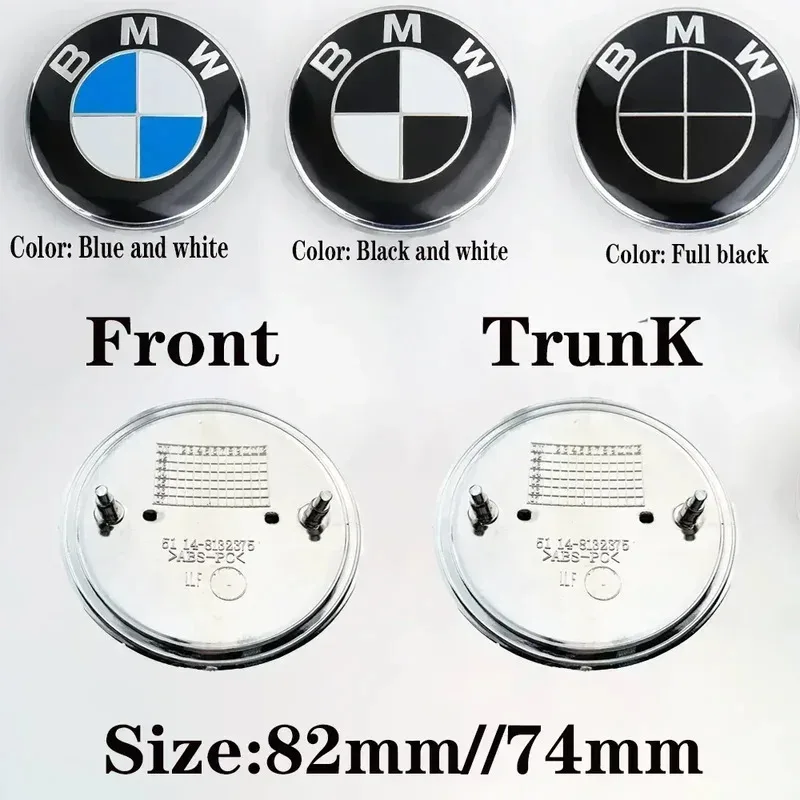 

2pcs 82mm 74mm Chrome Base front/rear boot badges hood trunk Emblem logo for bmw E46 E39 E38 E90 E60 Z3 Z4 X3 X5 X6 Accessories