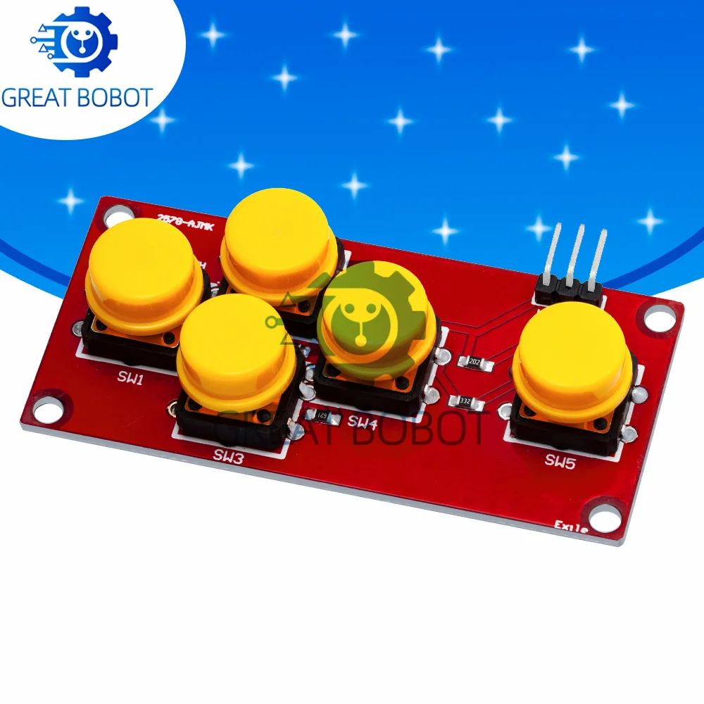 5 Keys Analog AD Keyboard Module, Push Button Expansion Sensor for Arduino DIY Electronic Projects