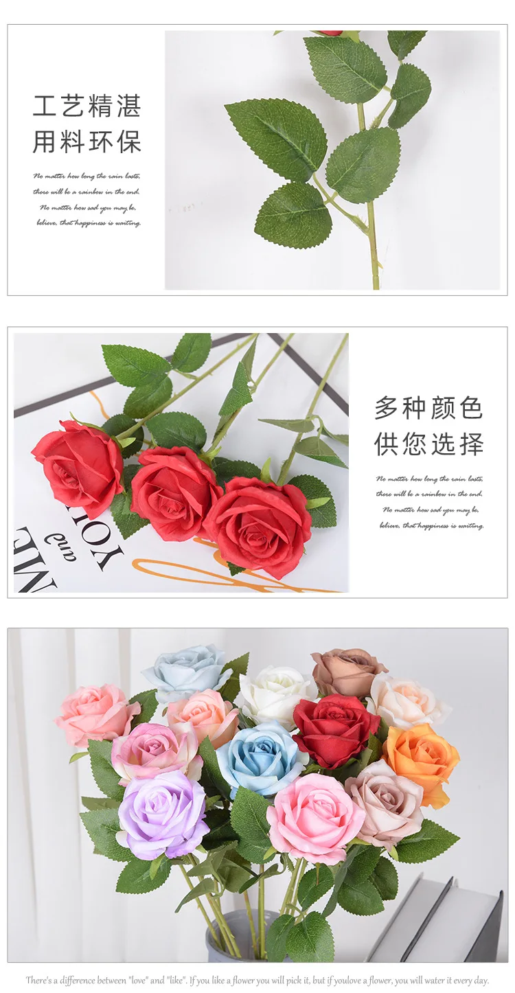 5 Stück künstliche Rosenblüten aus Seide, langer Zweig, Blumenstrauß, Hochzeit, Zuhause, Zimmer, Tischdekoration, gefälschter Pflanzenkranz, Zubehör – Detail 16