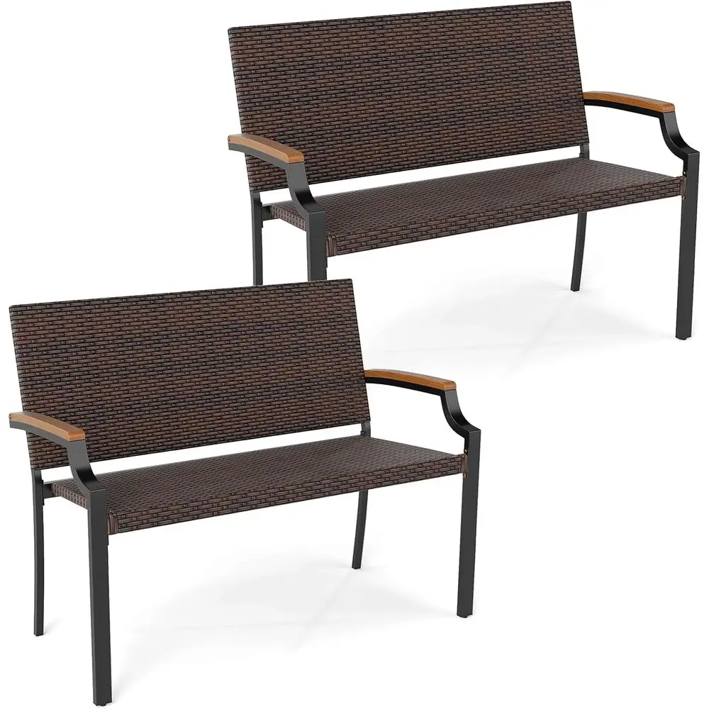 

Двухместная складная плетеная скамья с подлокотниками из акации для улицы (смешанный коричневый)