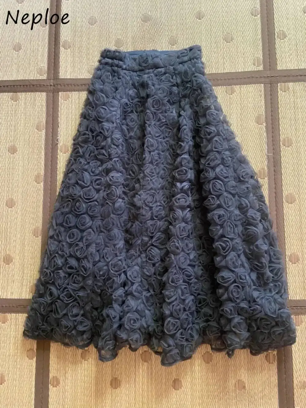 

Свежая элегантная женская юбка с высокой талией, бальное платье трапециевидной формы, жаккардовый 3D цветок Faldas, японская знаменитость Haruku Falda