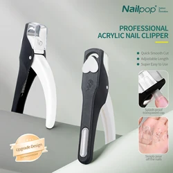 NAILPOP Adjustable Acrylic Nail Clippers with Sizer Professional Stainless Steel Blade Nail Tips Cutter Trimmer Manicure Tool