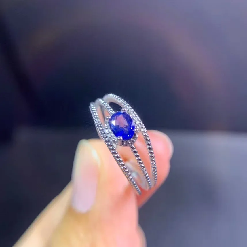 Natural Sapphire Ring Beautiful Color Exquisite Workmanship Good Quality 925 Silver Recommended