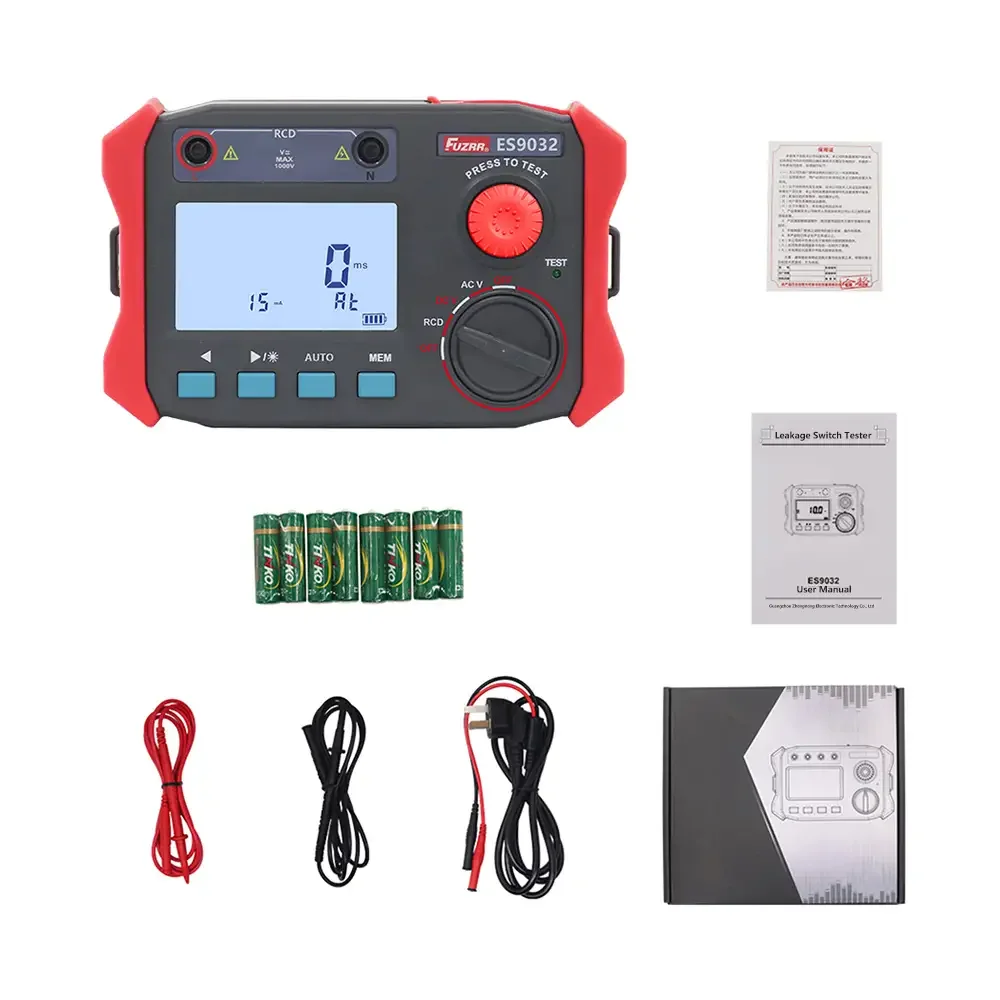 2023 New ES9032 Residual Action Time Current Operated Protector Detector Leakage Switch Meter DC 1000V 1mA-500mA Date Storage