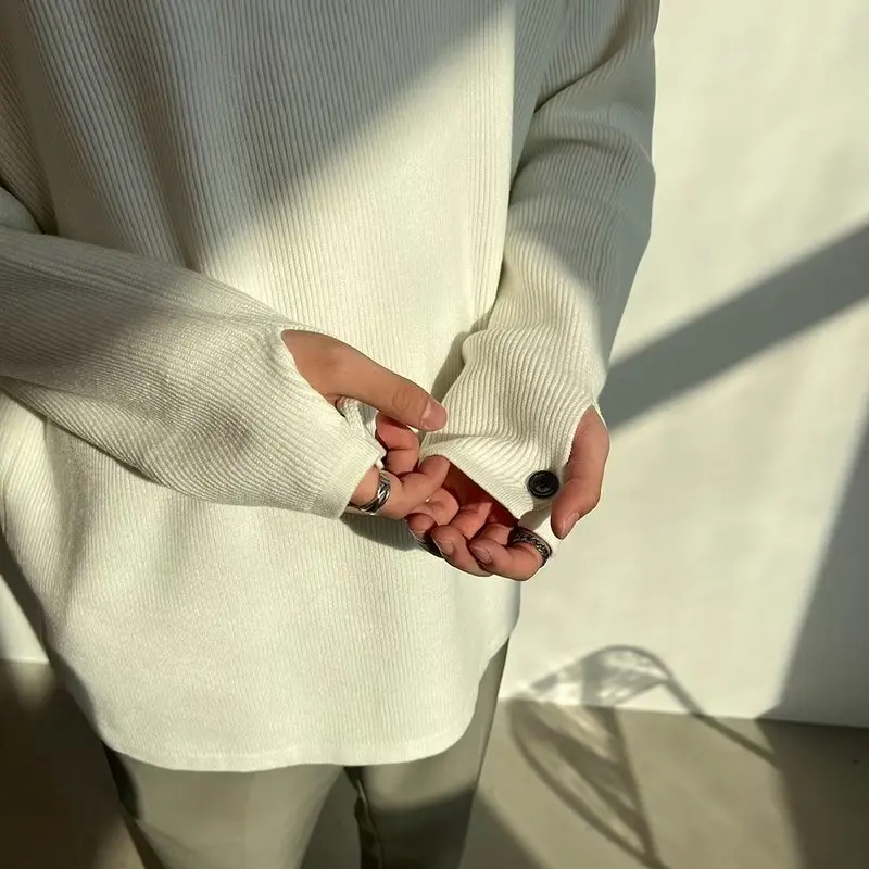 Suéter de Punto para Hombre de Estilo Informal, Color Blanco, Sensación de Alta Gama, Cuello Redondo, Manga Larga, Abotonado,...