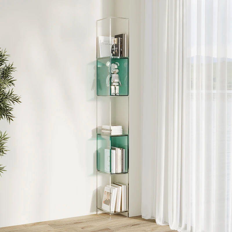 Bookshelf multi-layer shelf storage modern simple household acrylic living room  slot floor against the wall  bookcase