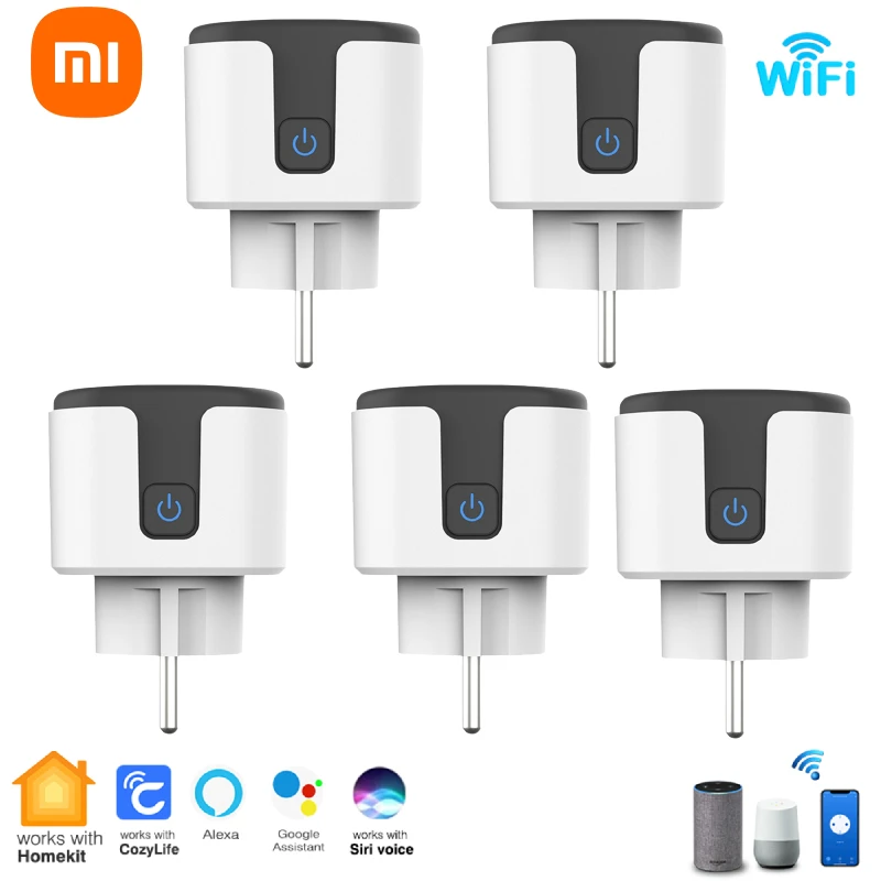 Xiaomi Tuya WiFi Smart Plug 16A/20A EU Smart Socket With Power Monitor Timing Smart Life Support Alexa Google Home Yandex