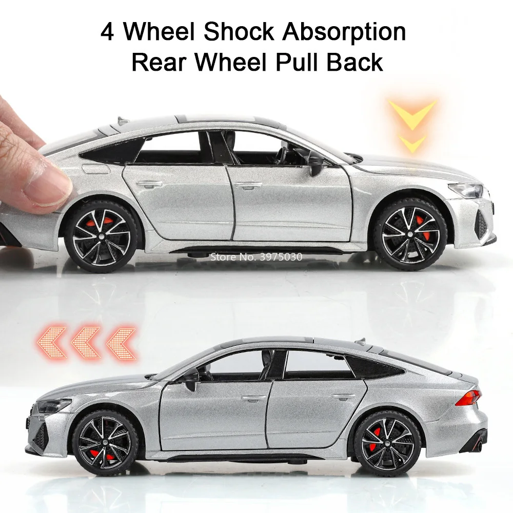 1:32 AUDI RS7 Legierung Spielzeug Autos Druckguss Modell mit Zurückziehen Licht Sound Miniatur Auto Gummi Reifen Fahrzeug Kind Sammlung Geschenke