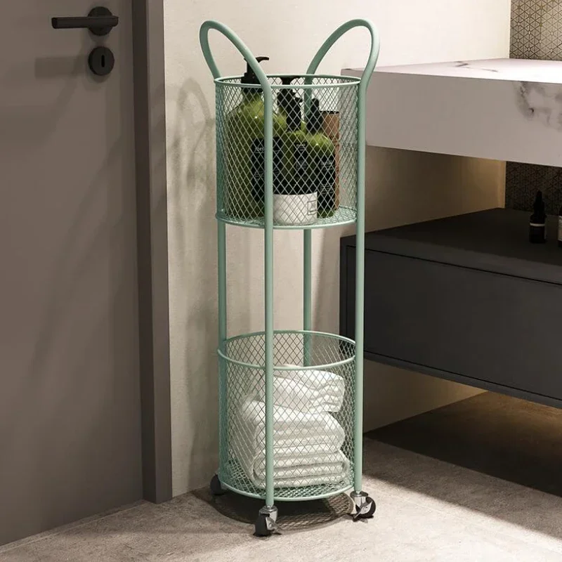 

Light Luxury Home Storage Rack - Two-Tier Iron Art Trolley, Nordic Rolling Shelf, Mobile Floor-Standing Organizer, Four Colors