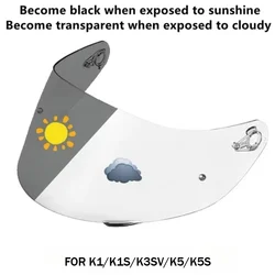 Photochromic Visor for AGV K5 K5S K5-S K3SV K3-SV K1 Helmet Glasses Screen Shield Windshield Accessories Parts Autochromic lens