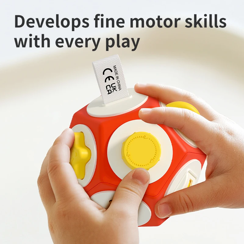 12 Sides Busy Activity Ball Montessori Sensory Fidget Toy, Multi Switch Gear Anti-drop Toy for Infant Fine Motor Training view 4