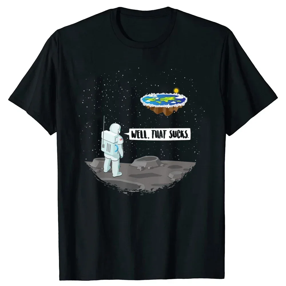 Short sleeves pure cotton tops casual hip pop streetwear 2024 four Sweatshirt anime season Funny Flat Earth Astronaut T Shirts