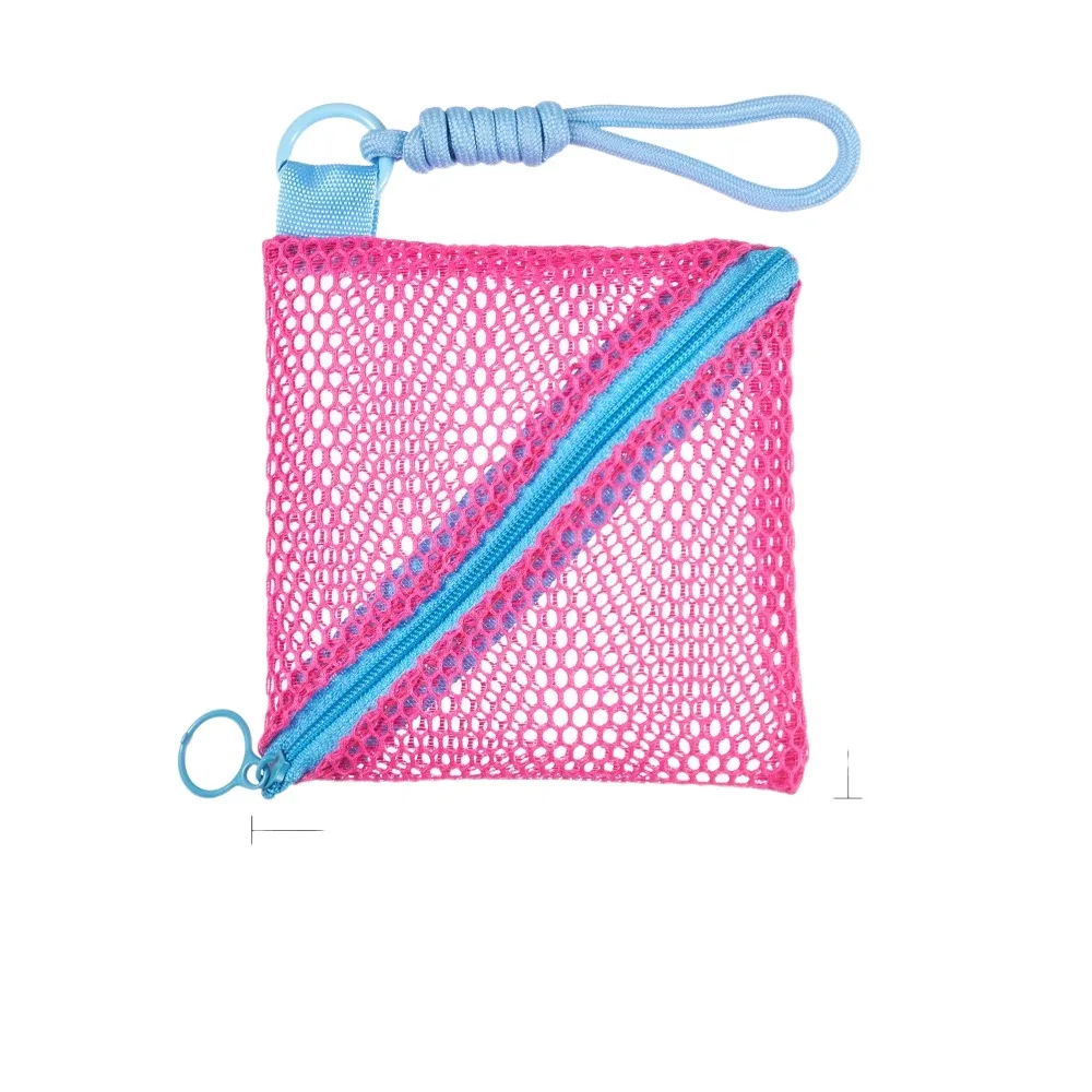 Bolsa de malla transparente Kawaii, diseño de cuerda de Color dopamina, Mini monedero, bolsa de almacenaje de pañuelos sanitarios de Color caramelo, bolsa de cosméticos para lápiz labial