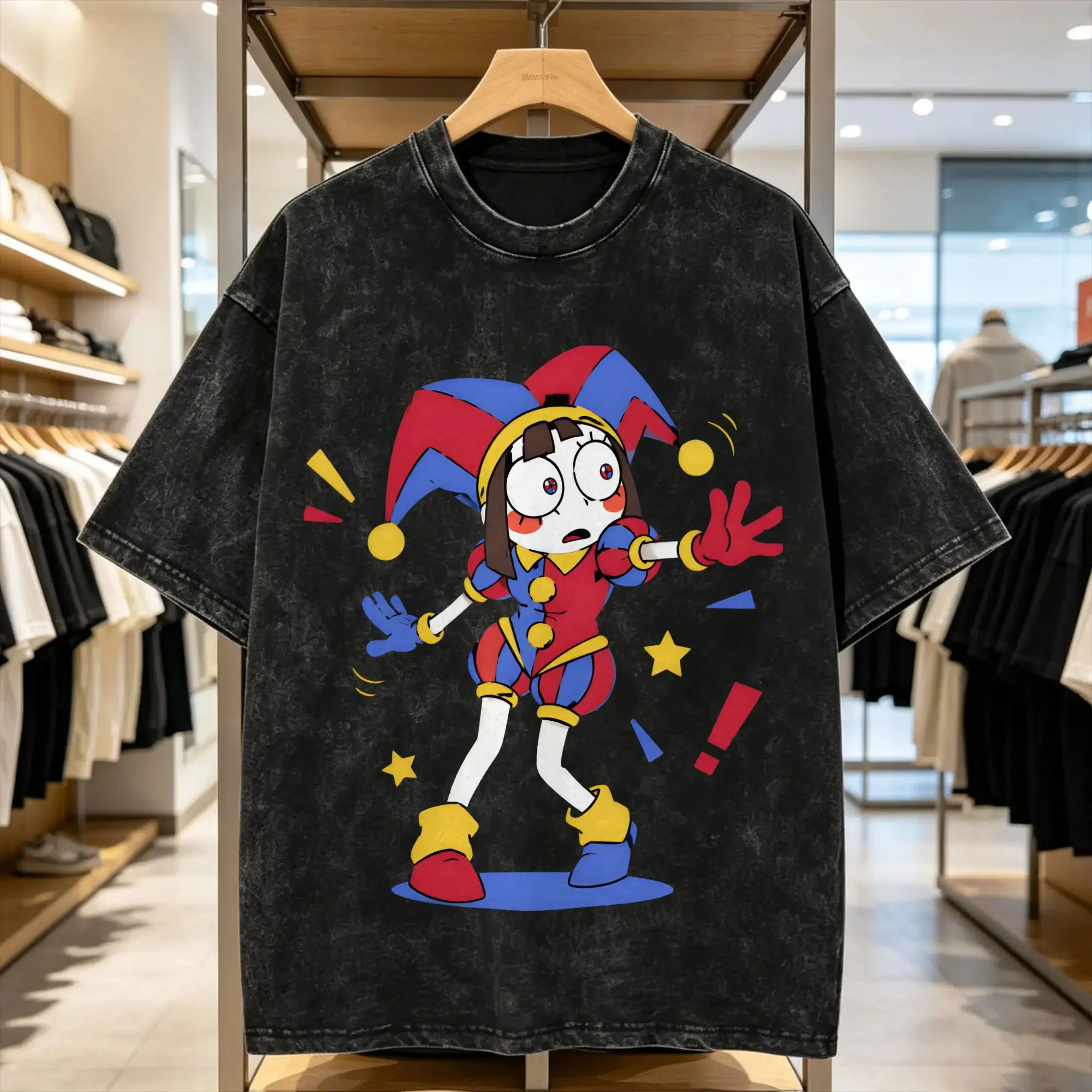 Cartoon Digatal Circus T-Shirts for Men  Awesome Pure Cotton Tee Shirt Round Collar Short Sleeve T Shirt Gift Idea Clothing
