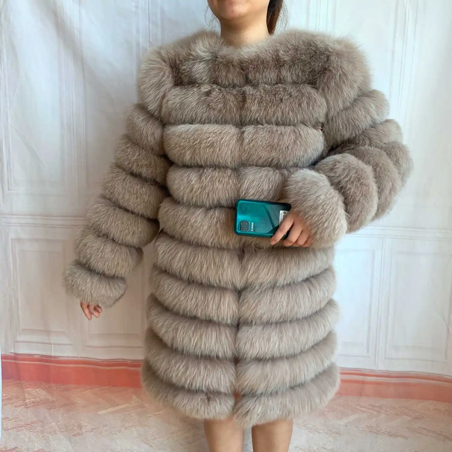 NEW 4in1 Real Fox Fur Long Coat Winter Coat for Women Jackets Vest Winter Outerwear Women Fox Fur Coat High Quality Fur Clothes