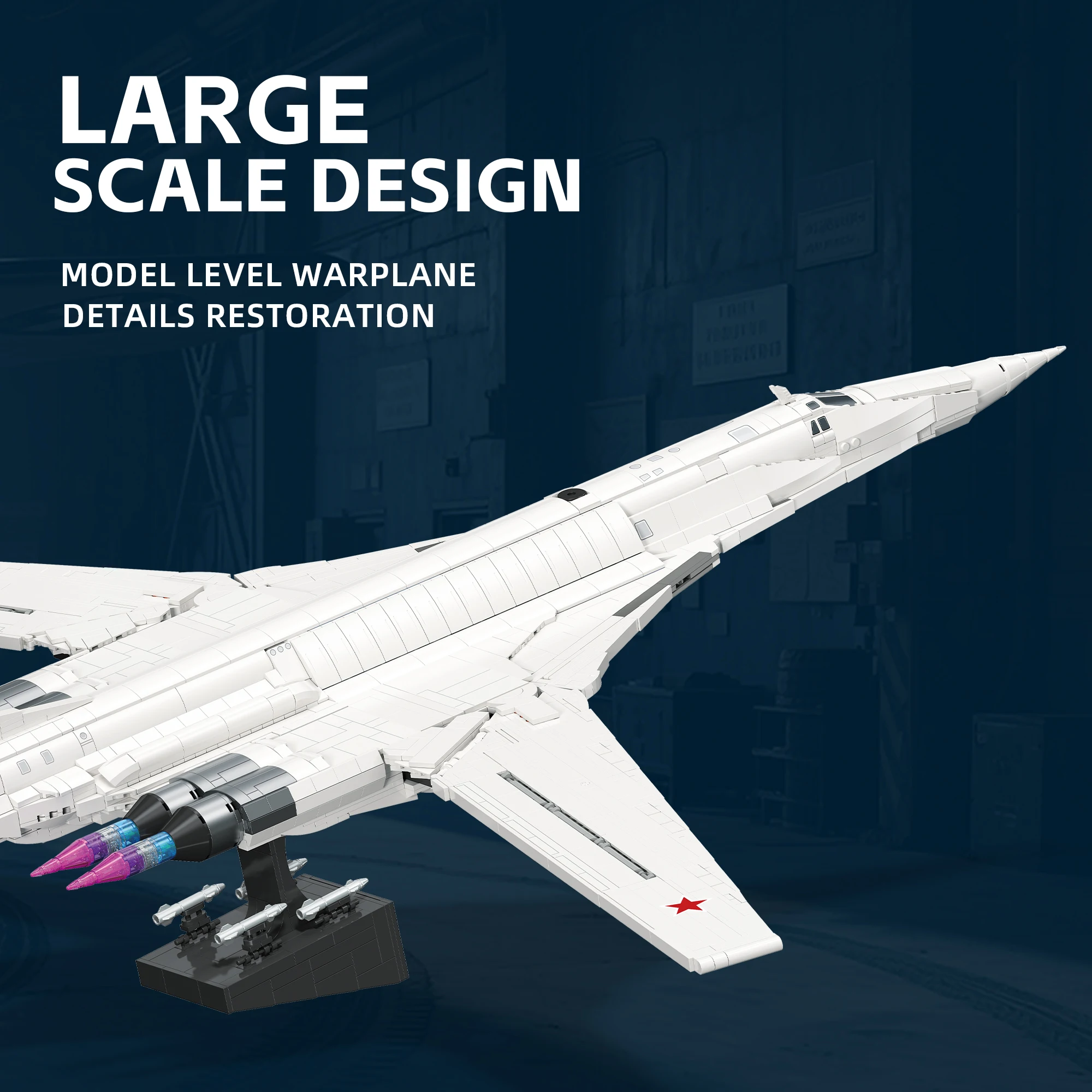 Componentes de iluminação TU-160 conjunto de blocos de construção de bombardeiro militar, ornamento de modelo de avião, brinquedo de montagem, presente de aniversário para adultos