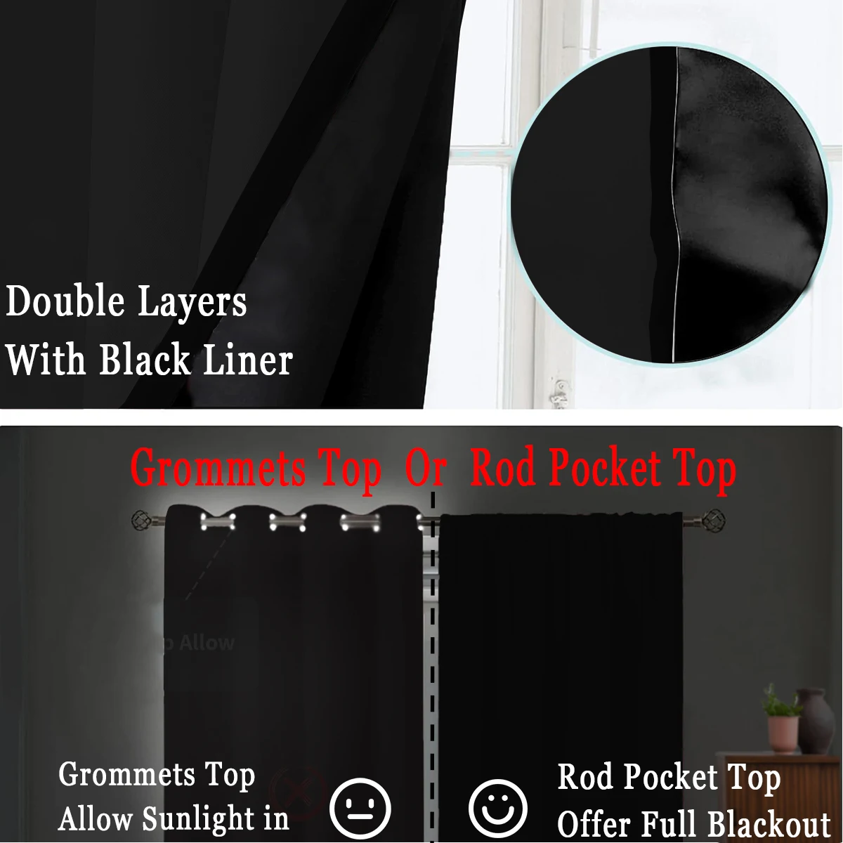 1 Piece of Simple Solid Color 100% Blackout Curtains, Rod Pocket Curtains, Lightweight, Washable, Suitable for All Seasons, Living Room, Bedroom, Office, Blackout Decoration view 5
