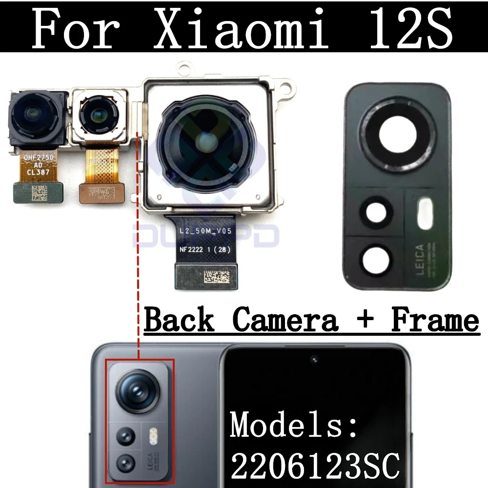 

Front Rear Camera Module Flex Cable For Xiaomi Mi 12S Frontal Selfie Wide Main Back Facing Camera Frame Glass Lens
