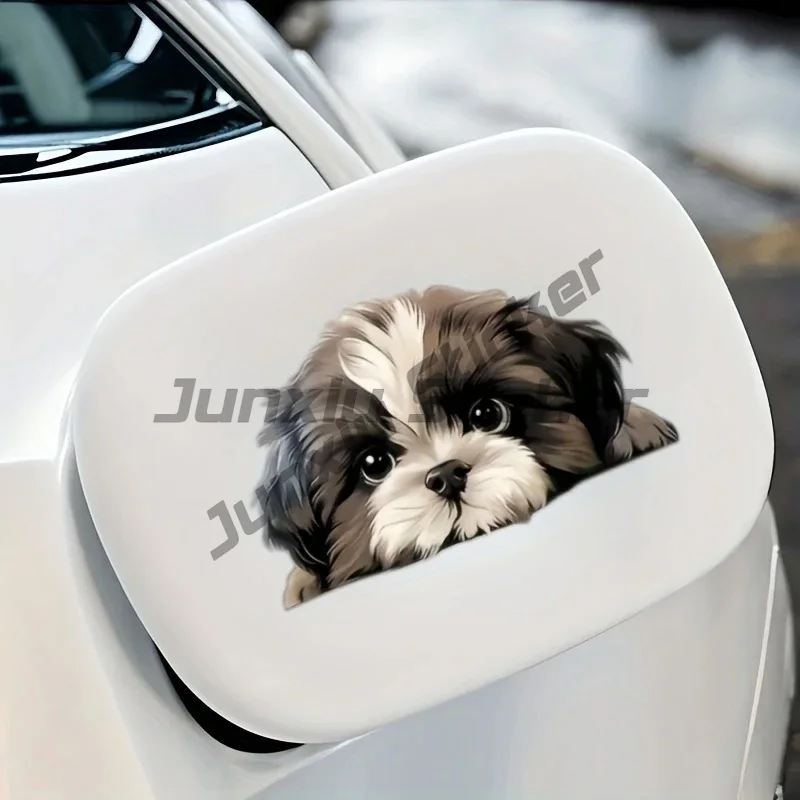 Cute Peeking Shih Tzu Puppy Decal Car Stickers - Scratch Blocking - Self-Adhesive Waterproof Decal, Used for Car, Laptop