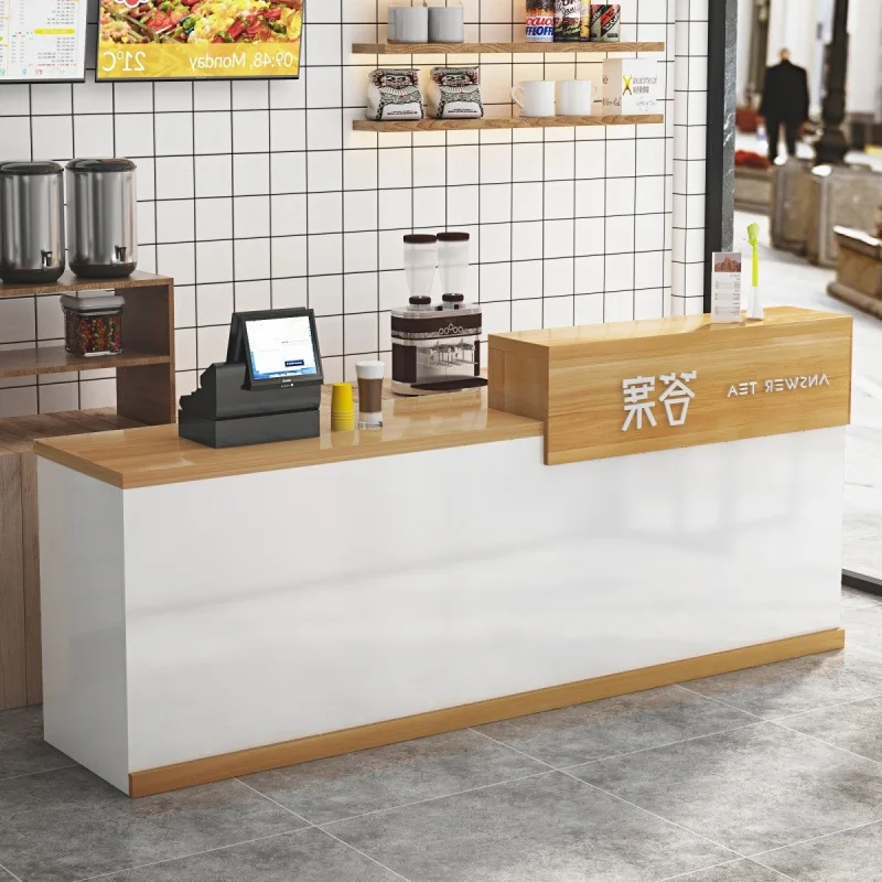 Checkout page Simple front desk, reception commercial small store bar, milk tea snack bar restaurant