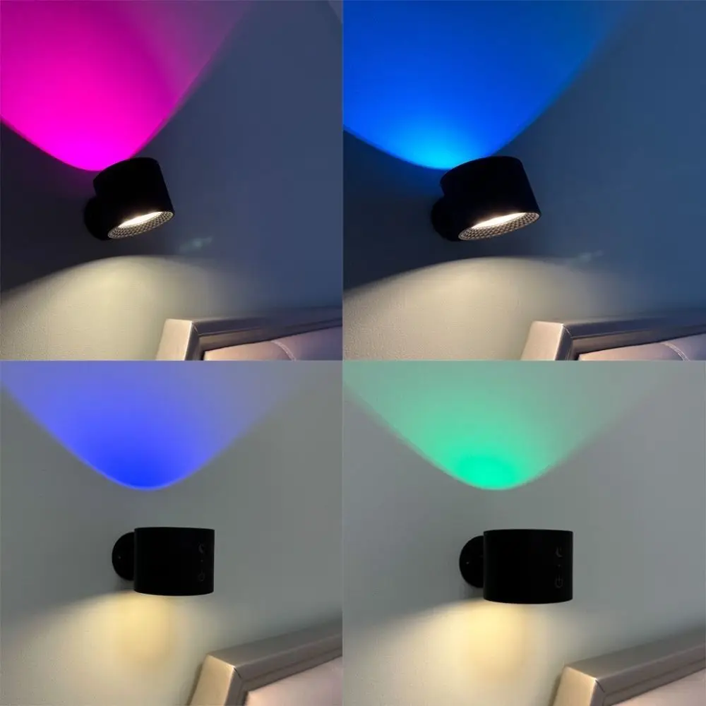 مصباح حائط مغناطيسي مغناطيسي مثبت على الحائط 360 درجة °   دوران LED الجدار مصباح لاسلكي اللمس التحكم عن بعد خزانة الأضواء غرفة النوم