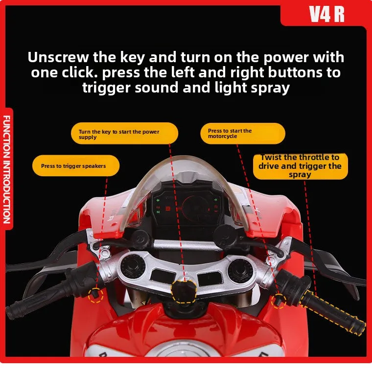 โมเดลรถมอเตอร์ไซค์ Ducati V4S สเปรย์อัลลอยด์ 1:6 ของสะสม รถมอเตอร์ไซค์ไดแคสต์ ของขวัญสำหรับแฟน รถจิ๋ว ของตกแต่งบ้าน