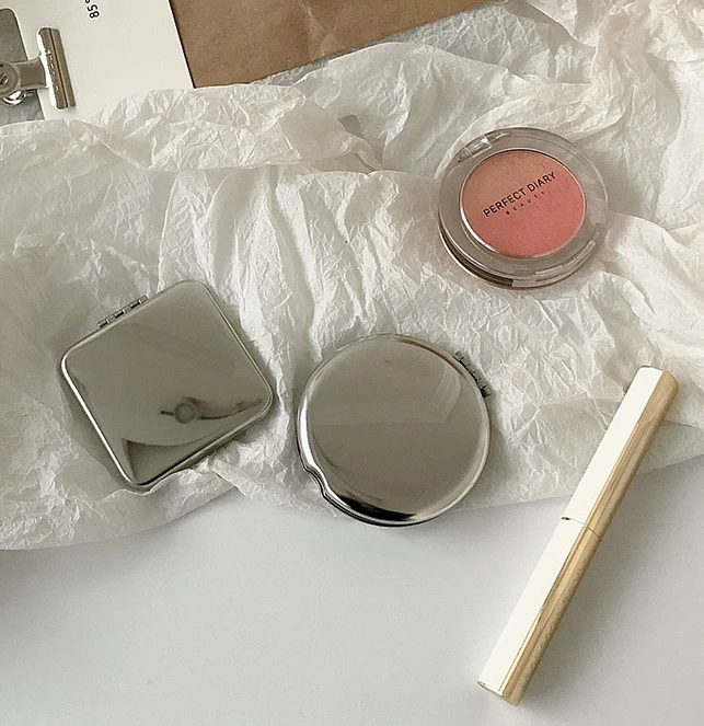 휴대용 여성용 스테인리스 스틸 메이크업 거울 손거울 접이식 화장 거울 다양한 모양