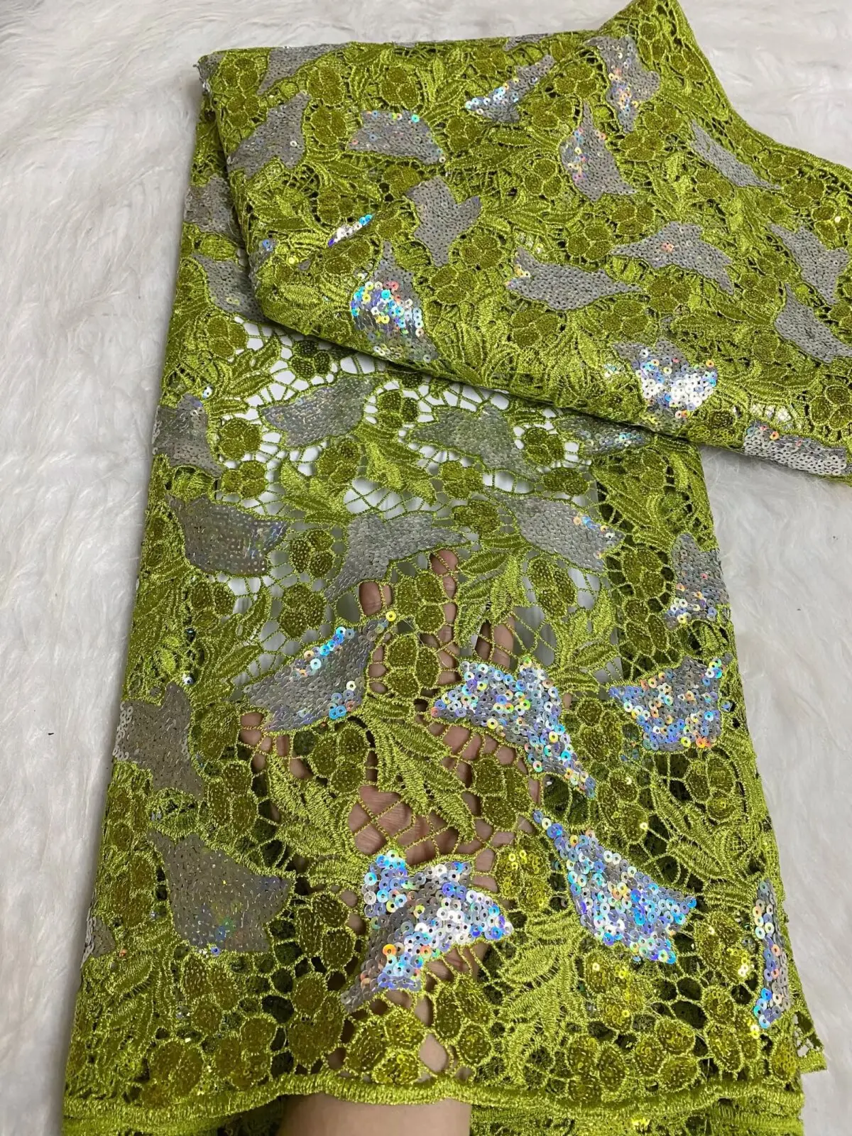 

Африканский двухцветный ажурный гипюровый шнур с блестками, кружевная ткань 2025, высокое качество, нигерийское водорастворимое кружево для женщин, вечернее платье