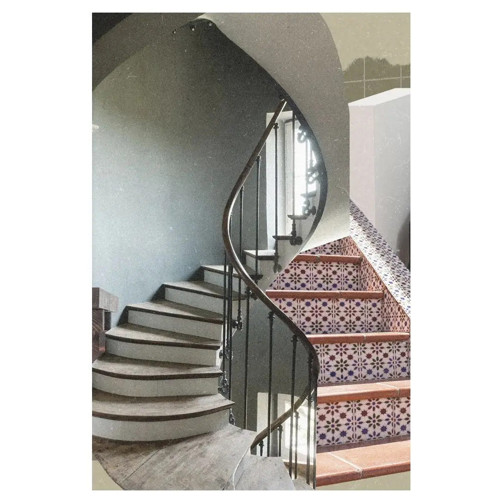 التخصيص الطبيعي الأبيض الباندا الرخام مستقيم الدرج داخلي العائمة درج خطوة مع البناء المعدني أرضيات حلزونية الحجر #6