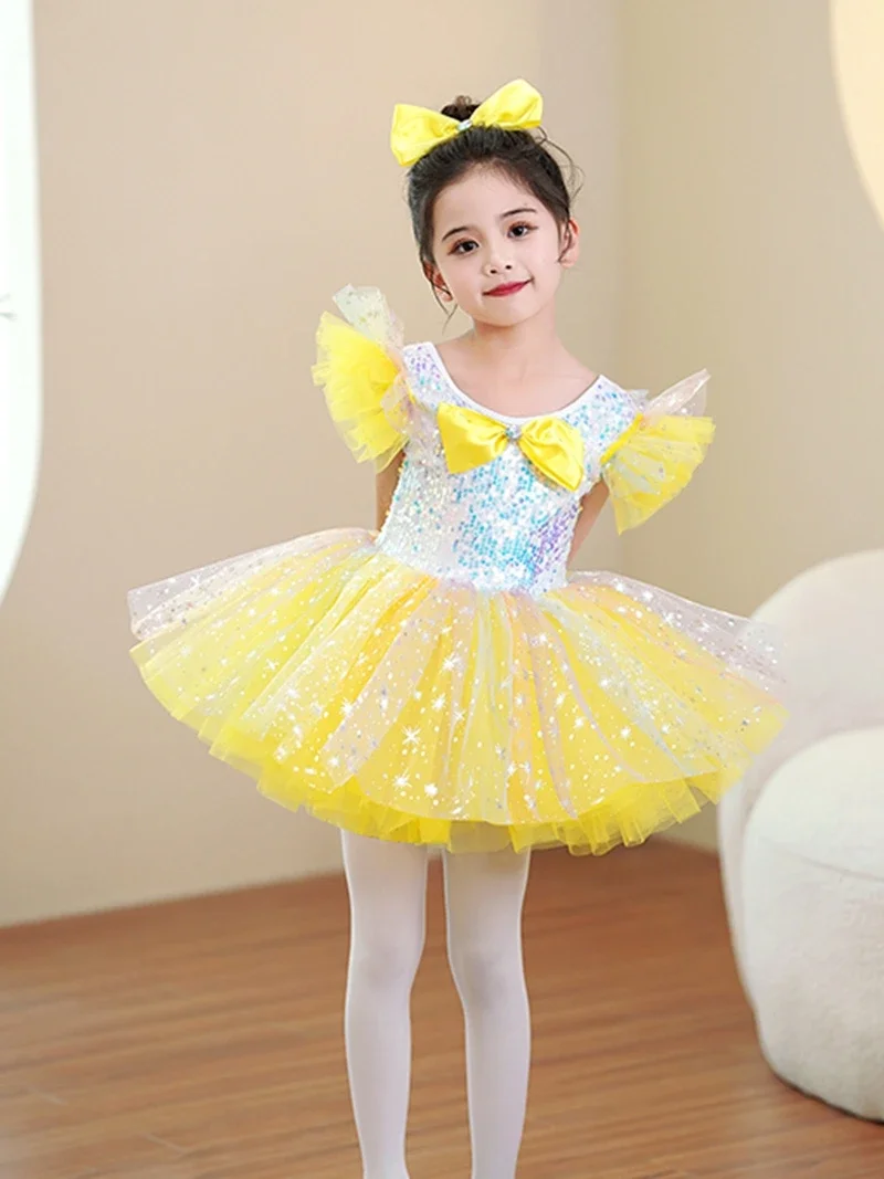 

2025Children's Dance Sling Ballet Skirt Girls Dance Costumes Exercise Clothes Small Princess Fluffy Skirt Leotards for Girls