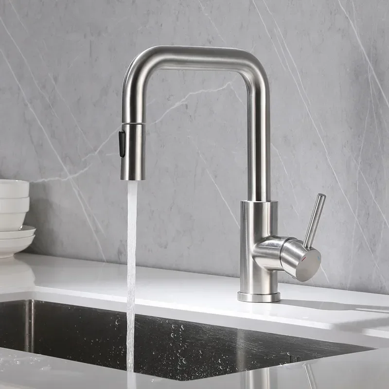 New Arrival Hot and Cold  Pull Down Kitchen Sink Mixer Taps  Single Handle Touch Kitchen Water Faucets