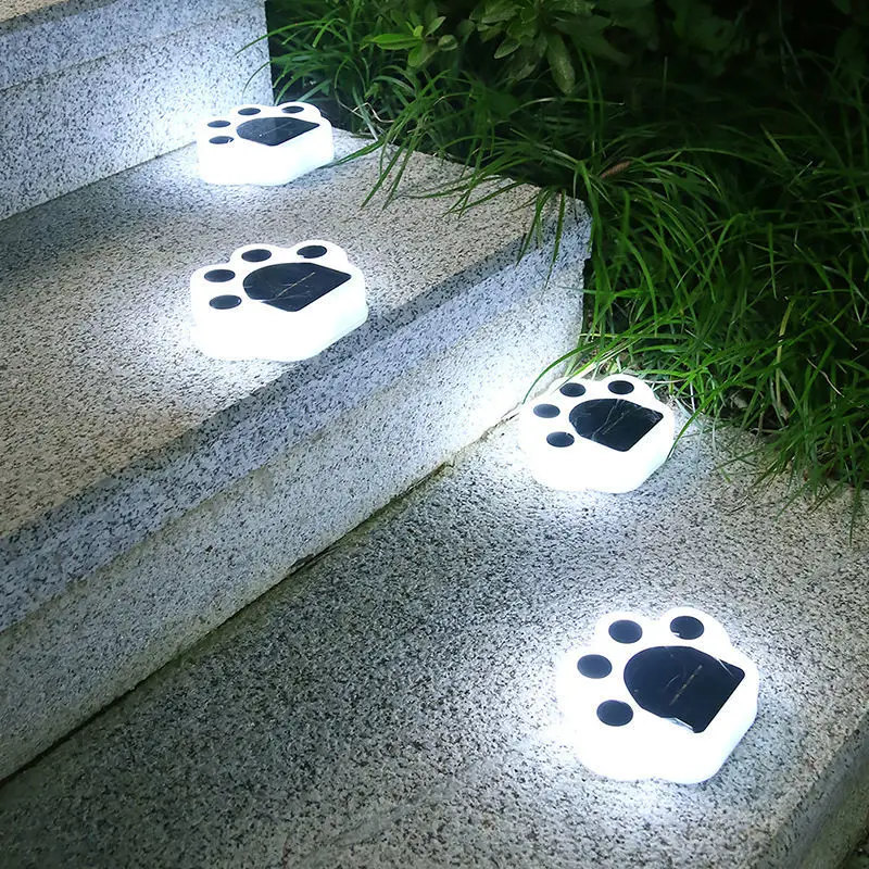 Solar powered bear paw buried lamp, white light, warm light, staircase atmosphere lamp, garden lawn ground insertion lamp, outdo