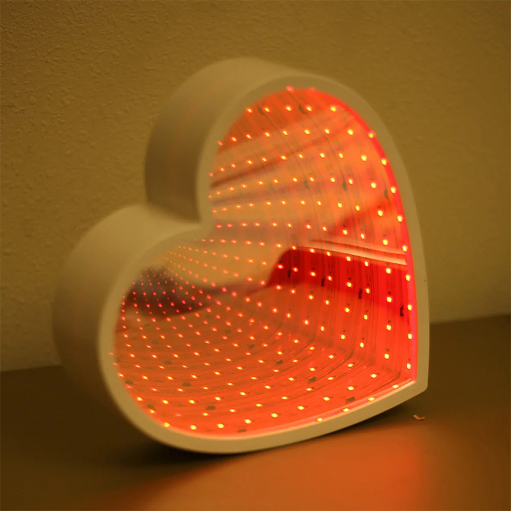 

3D Creative Tunnel Lamp Heart Sign Night Light for Christmas Birthday Party Kids Room Living Room Wedding Decor (White)