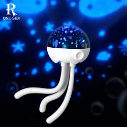 3 Color LED Nightlight Rechargeable Cartoon Octopus Projection Light Home Decor 3 Patterns Ambience Lamp Gift for Children