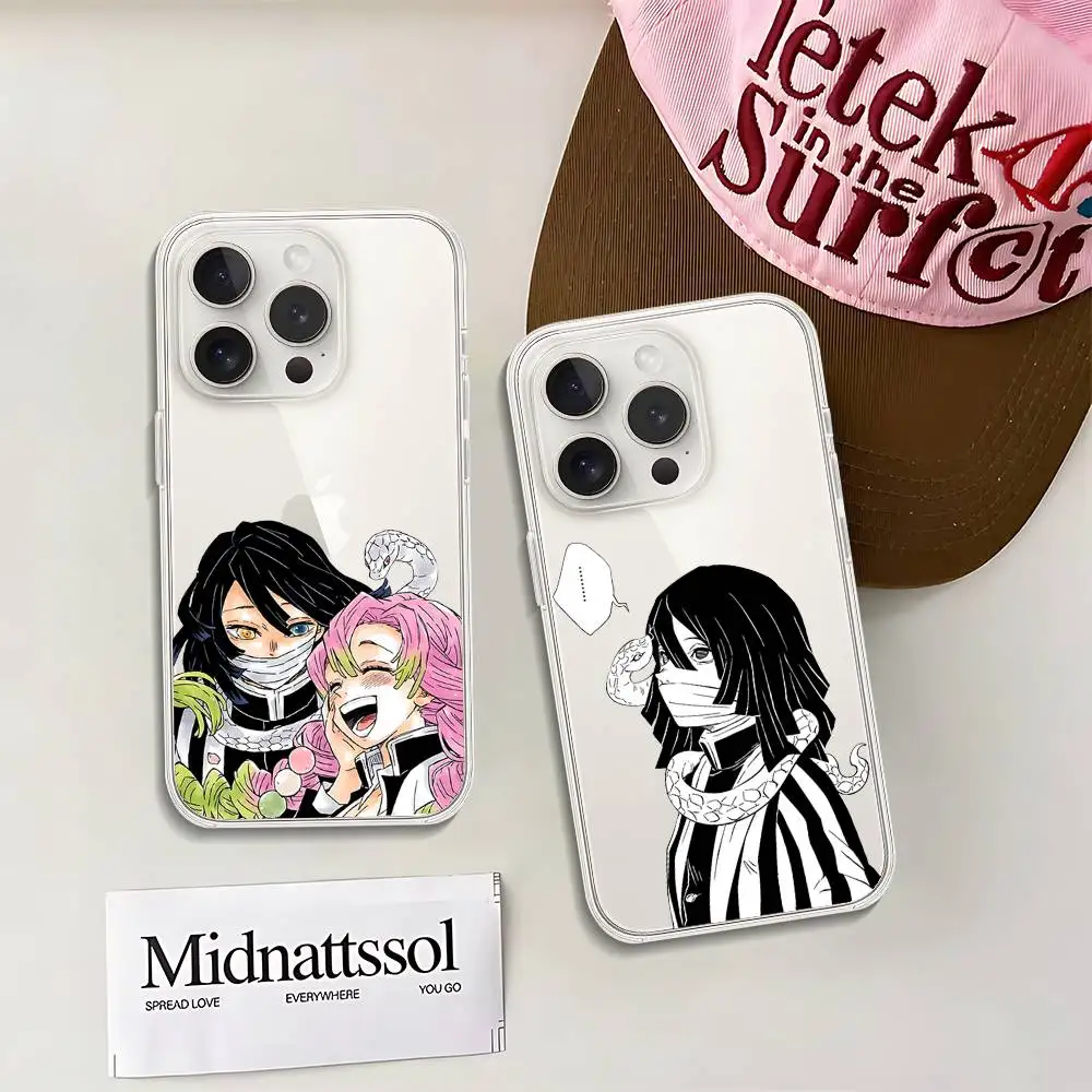 Iguro Obanai D-Demon Slayers Telefoonhoesje voor IPhone 17 16 15 14 Plus 13 12 11 Pro Max Telefoon achterkant Transparant Schokbestendig Cov