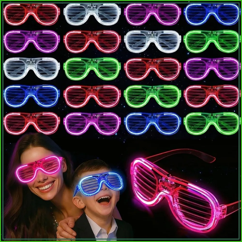 

20PCS LED Glasses Party Favors, 6 Colors Glow in Dark Shutter Shades for Wedding Birthday School Contest