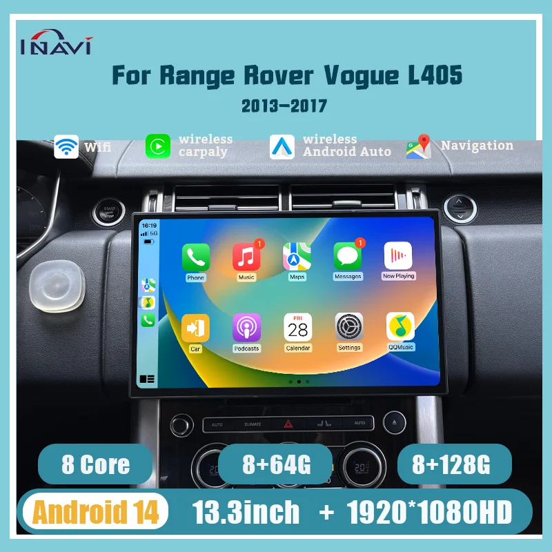 

13''For Range Rover Vogue L405 2013-2017 Android 14 Car GPS Navigation Radio Multimedia Player Wireless Carplay OEM Menu