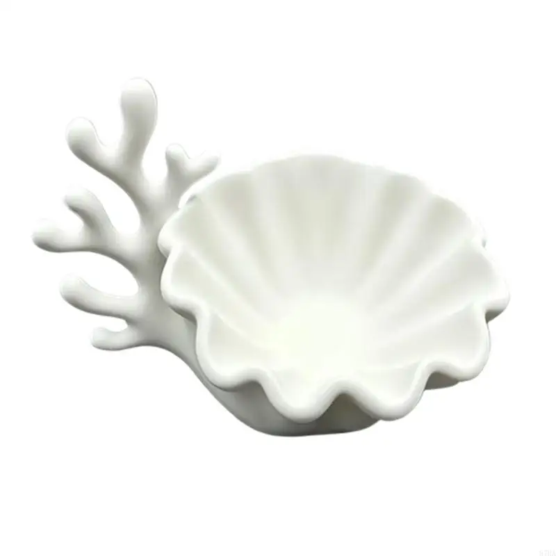 Ocean Display Shell Jewelry Bowl for Small Items, Scalloped Dish for Shelf, Desktop, and Dresser Top Placement 87HA view 2
